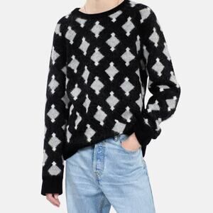 $565 The Kooples Diamond Geo Alpaca Wool Blend Sweater Size: S